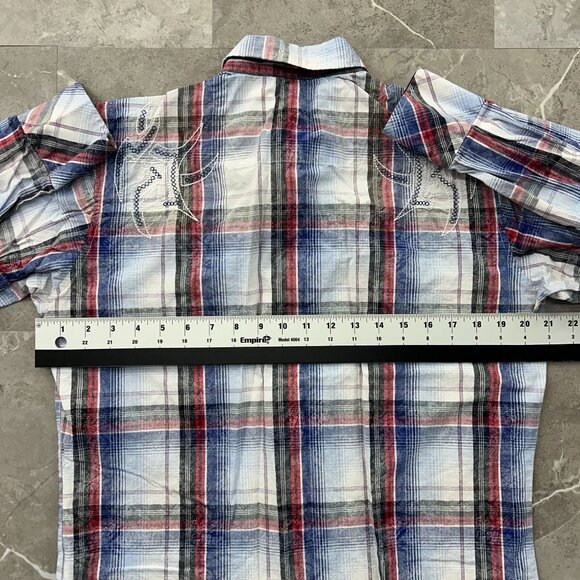 ROCK47 WESTERN PEARL SNAP BUTTON UP SHIRT MENS MEDIUM LONG SLEEVE EMBROIDERED - Picture 8 of 10